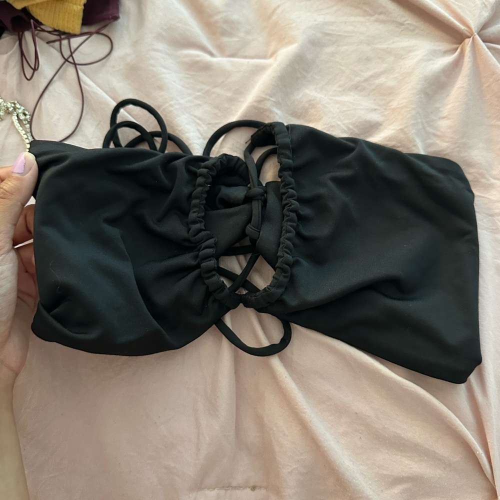 Black Criss Cross Crop Top